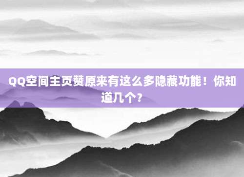 QQ空间主页赞原来有这么多隐藏功能!你知道几个?